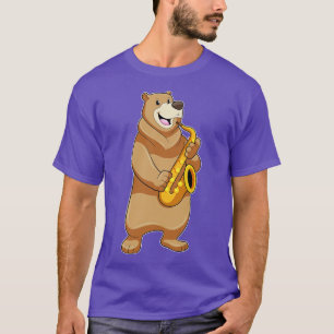 Camiseta Urso como músico com saxofone