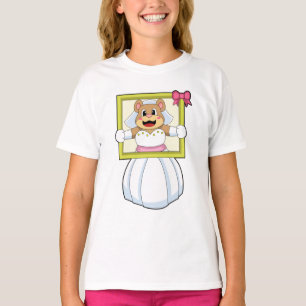 Camiseta Urso como Noiva com Vestido de Noiva e Moldura de 