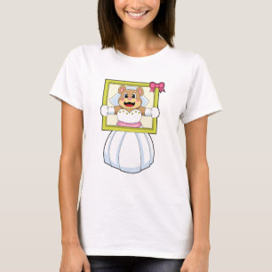 Camiseta Urso como Noiva com Vestido de Noiva e Moldura de
