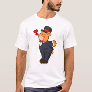 Camiseta Urso como Noivo com Terno e Chapéu