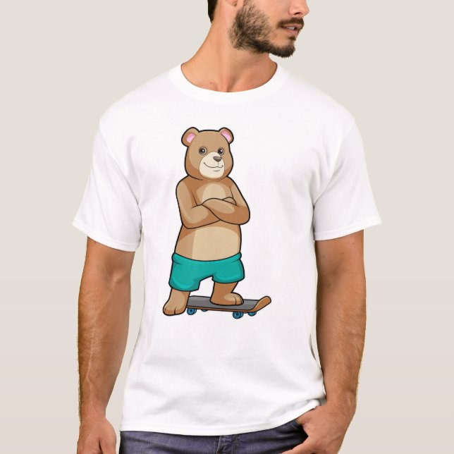 Camiseta Urso como Patinador com skate (Frente)