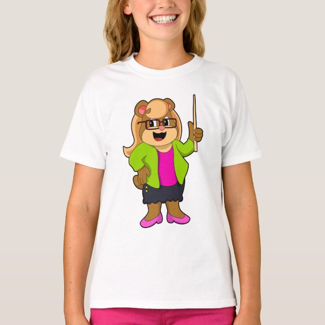 Camiseta Urso como Professor com Óculos (Frente)