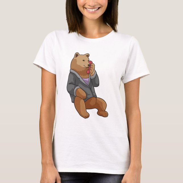 Camiseta Urso como Secretário com Telefone (Frente)