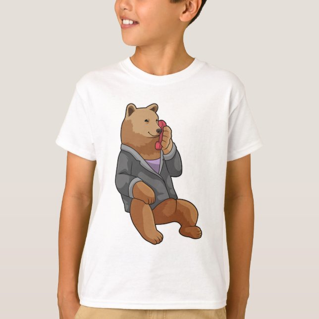 Camiseta Urso como Secretário com Telefone (Frente)
