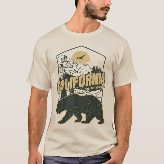 Camiseta Urso da Califórnia ao ar livre acampamento selvage (Frente)
