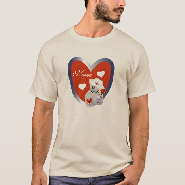 Camiseta Urso da enfermeira com t-shirt e presentes do (Frente)
