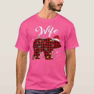 Camiseta Urso da Esposa Xadrez Vermelha Correspondendo Buff