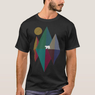 Camiseta urso da montanha geométrica