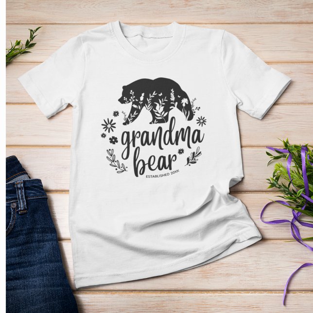 Camiseta Urso da Vovó Floral Bonito | Presente para a avó (Criador carregado)
