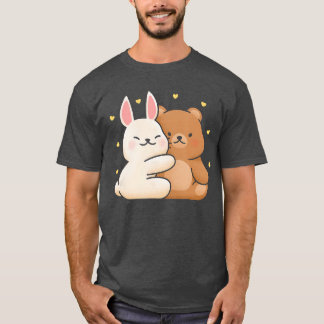 Camiseta Urso de Abraço de Coelho Fofo Coelho e Ursohey Com