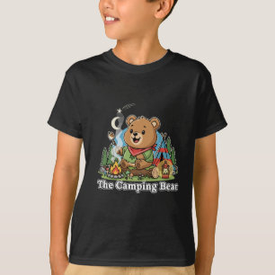 Camiseta Urso de Acampamento de Desenho Animado Fofo Assand