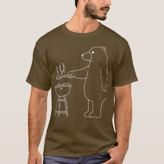 Camiseta Urso de Acampamento Engraçado Grelha na Natureza