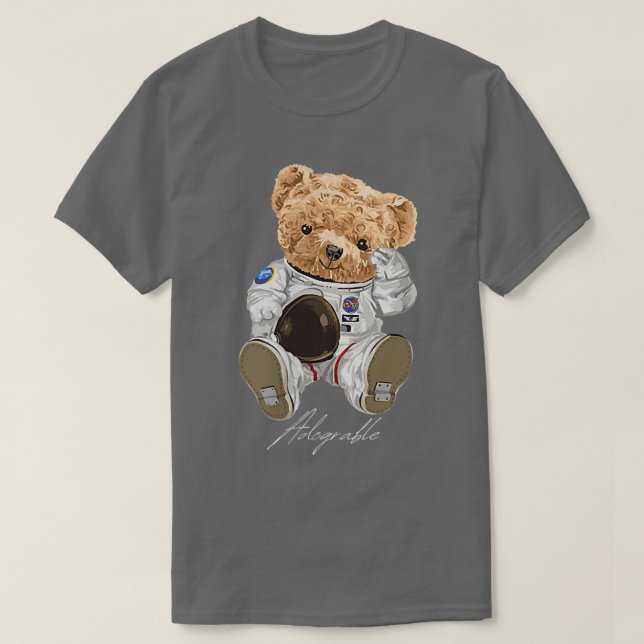 Camiseta Urso de Astronauta Bonito Adotável (Frente do Design)
