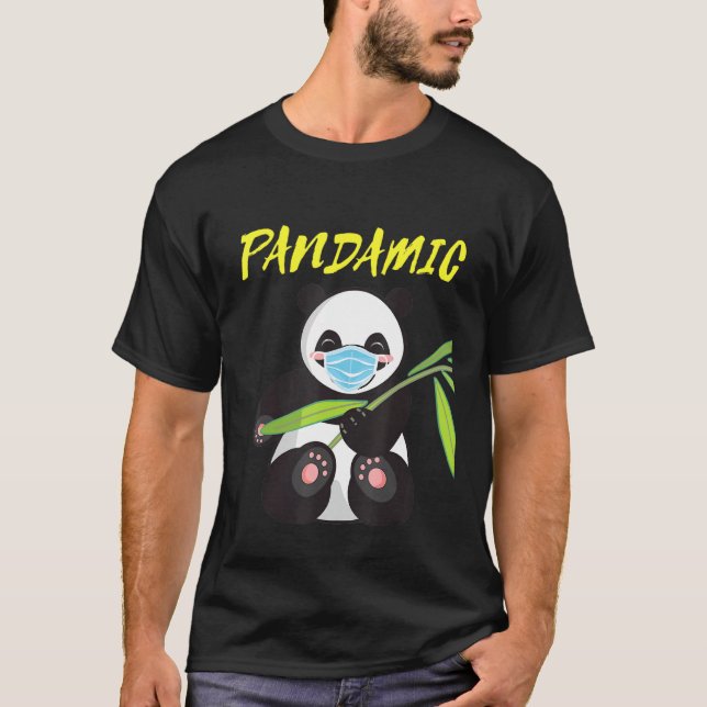 Camiseta Urso de Bambu Pandâmico com Pai Pandêmico de Másca (Frente)