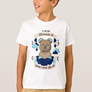 Camiseta Urso de Caracteres - Motivação de Nuvens de Sonhos