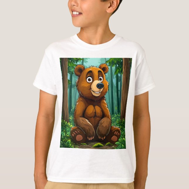 Camiseta Urso de Desenho Animado Fofo (Frente)