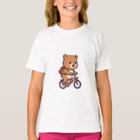 Urso de desenho animado fofo andando de bicicleta