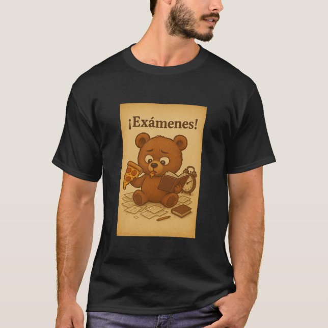 Camiseta Urso de Estresse de Exame Engraçado | Exemplo de E (Frente)
