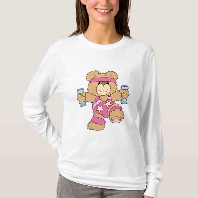Camiseta Urso de exercícios fitness fofo (Frente)