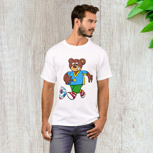Camiseta Urso de Futebol Jogando Futebol com Roupa de Espor
