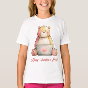 Camiseta Urso de Laptop Aconchegante Dia dos Namorados