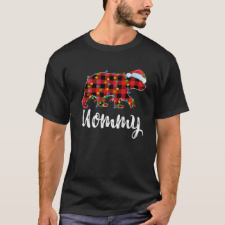 Camiseta Urso de Mamãe de Natal da Família de Xadrezes de B