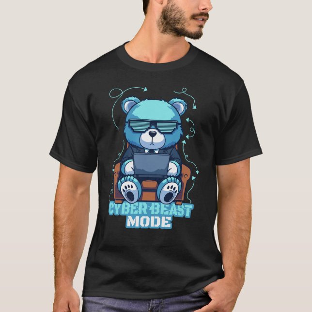 Camiseta urso de modo cibernético (Frente)