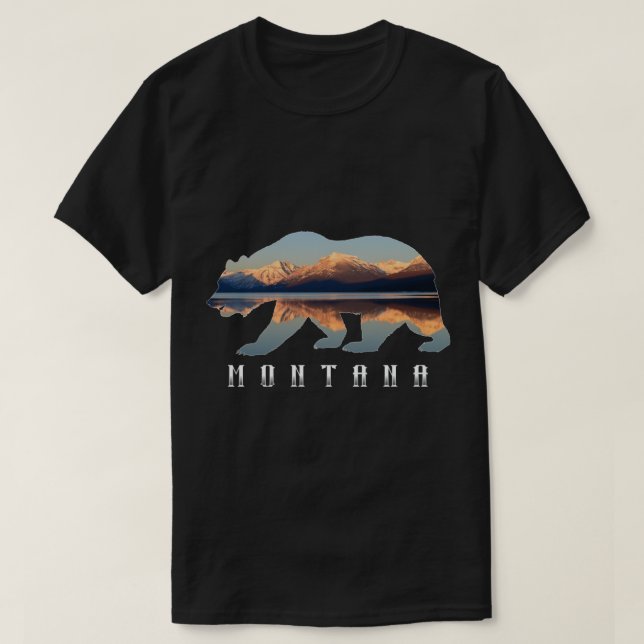 Camiseta Urso de Montana com Glacier National Park (Frente do Design)