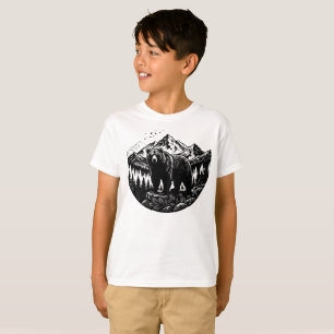 Camiseta Urso de Montanha Geométrico em Silhueta