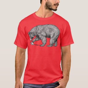 Camiseta Urso de Montanha Preto na Ilustração da Linha Bran