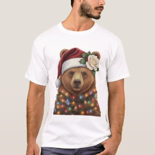 Camiseta Urso de Natal Aconchegante   Luzes Quentes & Encan