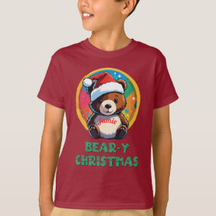 Camiseta Urso de Natal Bonito Adorável Kawaii Chibi