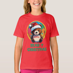 Camiseta Urso de Natal Bonito Adorável Kawaii Chibi