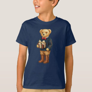 Camiseta Urso de Natal Xadrez Luxuoso Clássico