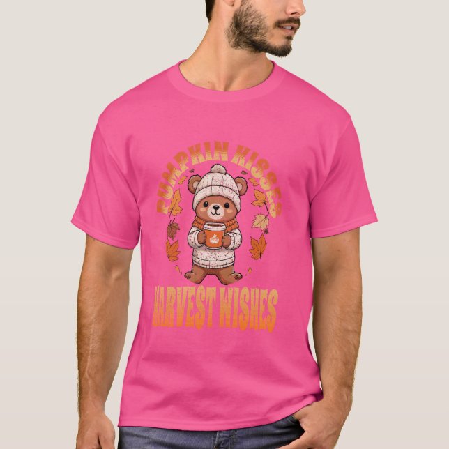 Camiseta Urso de outono bonitinho com beija-flores colhe Wi (Frente)