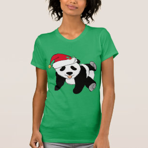 Camiseta Urso de panda do Natal no chapéu do papai noel