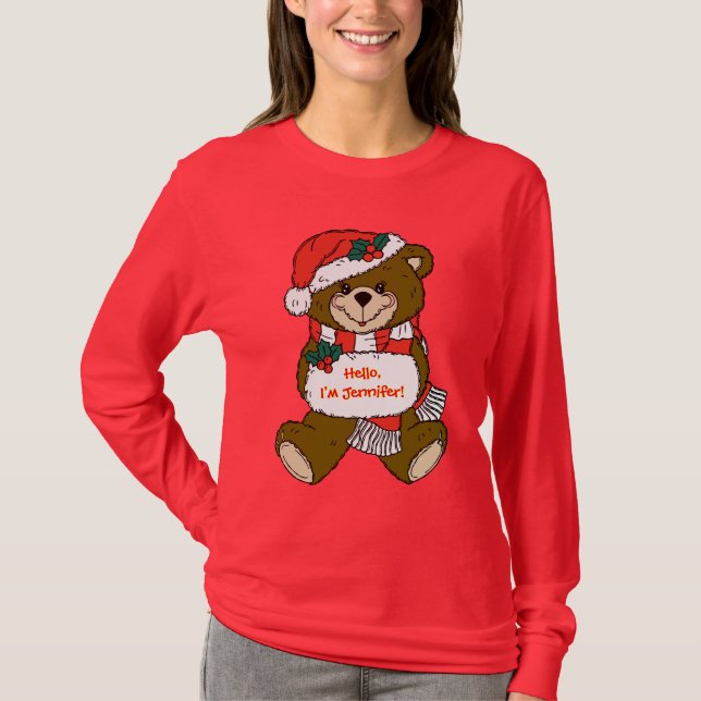 Camiseta Urso de papais noeis com Chapéu e Muff (Frente)