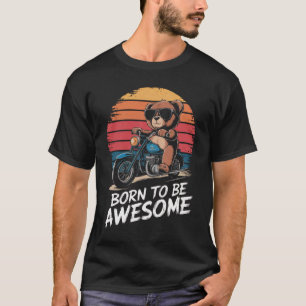 Camiseta Urso de peluche cavalgando um pôr do sol de motoci