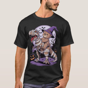 Camiseta Urso de peluche cavalgando um sanduíche de dinossa