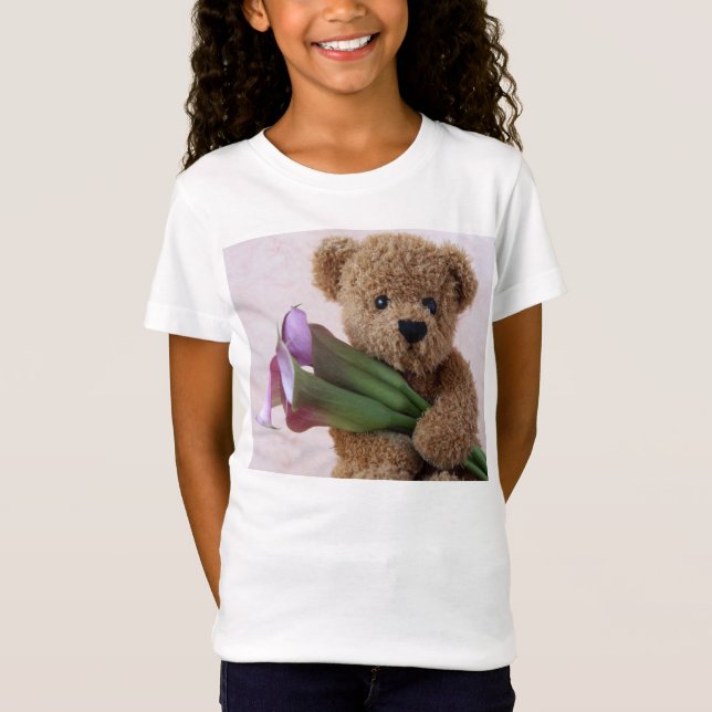 Camiseta Urso de peluche com lírios de calla (Frente)