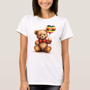 Camiseta urso de pelúcia & balão com a bandeira ugandense.