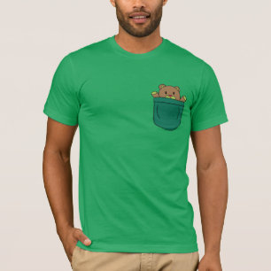 Camiseta Urso de pelúcia de desenho animado fofo no bolso