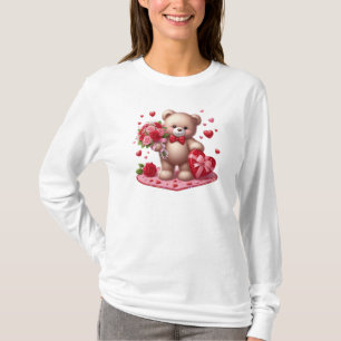 Camiseta Urso de pelúcia Dia de os namorados, bonito e clás