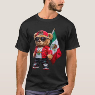 Camiseta Urso de pelúcia engraçado bandeira mexicana estilo
