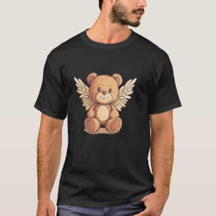 Camiseta Urso de Pelúcia Engraçado com Asas de Anjo para Me