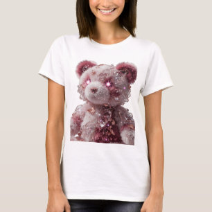 Camiseta Urso de pelúcia estiloso dourado com GEM ENCRUSTAD