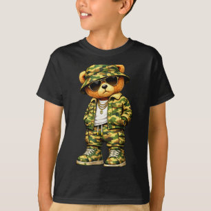Camiseta Urso de pelúcia Hip Hop Camuflado Gangsta Legal