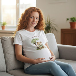 Camiseta Urso de pelúcia 'Mãe em Expectativa' lendo sob a á