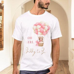 Camiseta Urso de Pelúcia Rosa Oh Menina Balão Papai Vai Ser