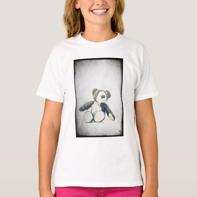 Camiseta urso de pelúcia sentado... (Frente)